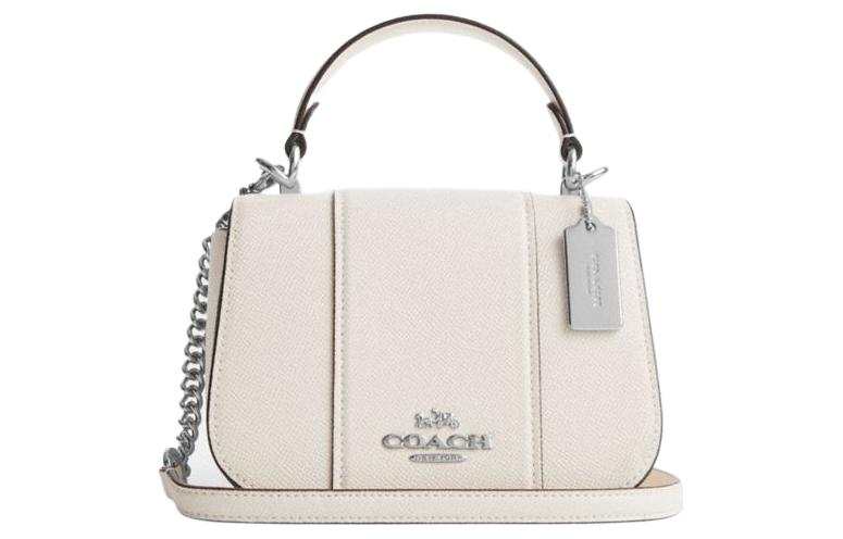 COACH Lysa Cow Leather Saddle Bag, Shoulder Bag, Crossbody Bag, Handbag Small Women's White
