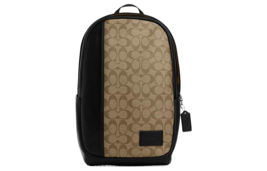COACH COACH Edge Coated Canvas With Leather Backpack Large Men's Khaki & Black