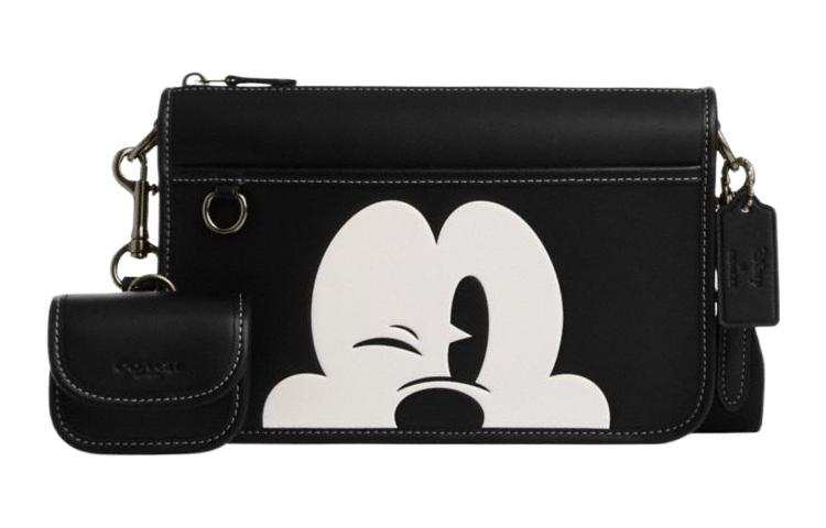 COACH Cow Leather Shoulder Bag, Crossbody Bag Medium Men's Black