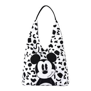 MESUCA Disney Collaboration Cute Cartoon Canvas Bag, Shoulder Bag Women's Black & White