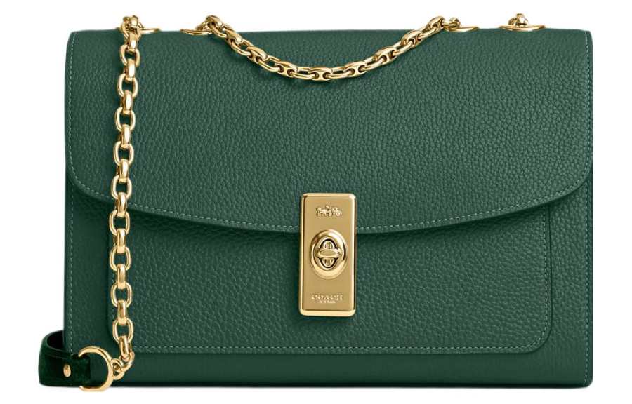 COACH Lana Leather Envelope Bag, Crossbody Bag, Shoulder Bag Medium Women's Green