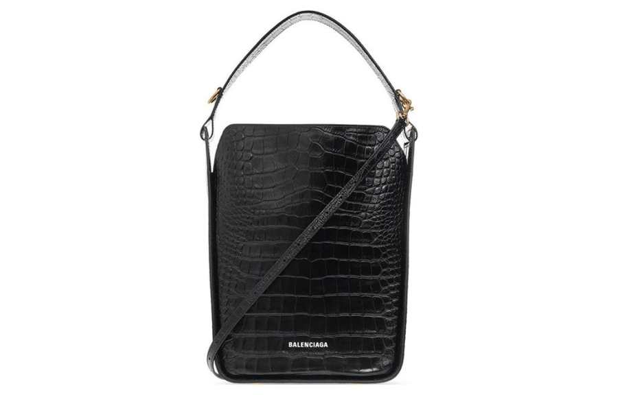 Balenciaga Magnetic Closure Leather ABS Shoulder Bag Regular Unisex Black