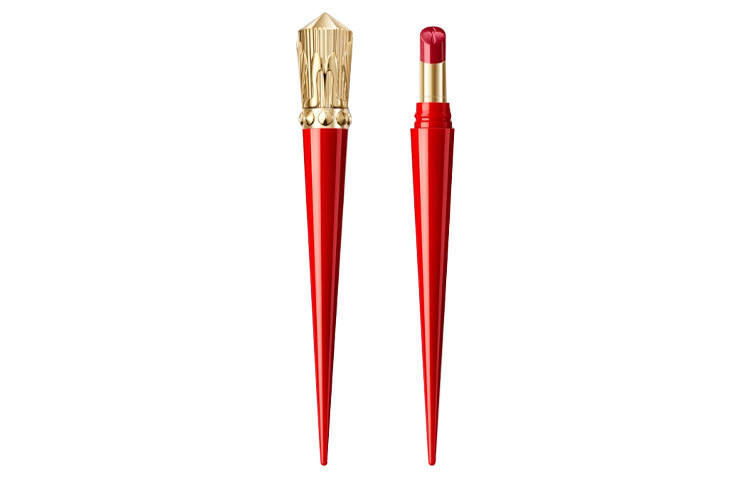 Christian Louboutin CL Slim High Heel Lip Balm Red Tube Lipstick, Water Like Glossy Finish Satin Long lasting Hydration 2G