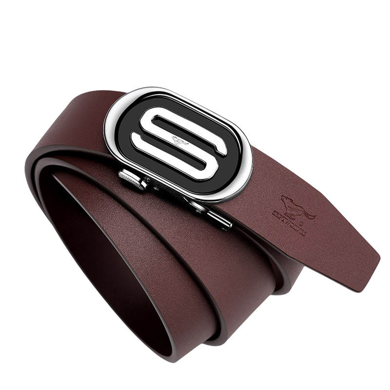 SEPTWOLVES SEPTWOLVES Korean Style, Automatic Buckle, Casual Cow Leather Belts Men's Width 3.5CM