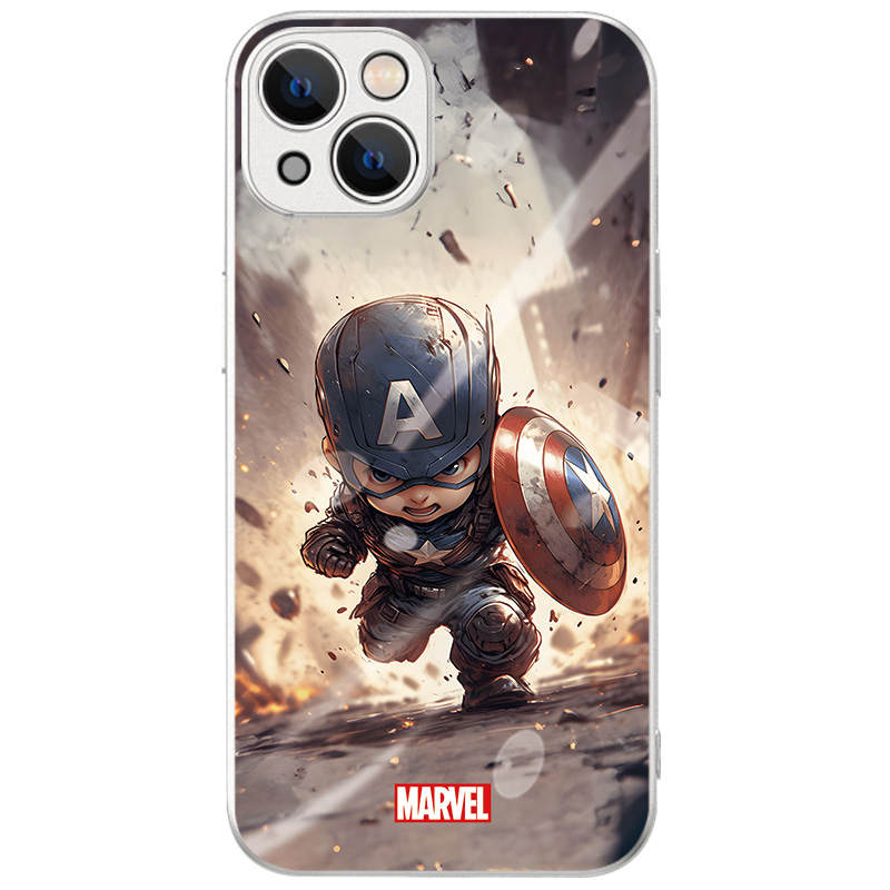 Disney Marvel Series Mini Captain America Men's Phone Cases 11/12/13/14/15PLUS/PRO/MAX Apple Trendy And Cool