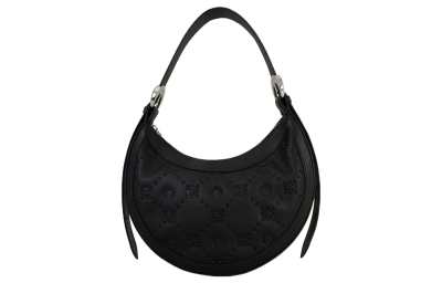 Marine Serre Leather Handbag, Shoulder Bag Women's Black