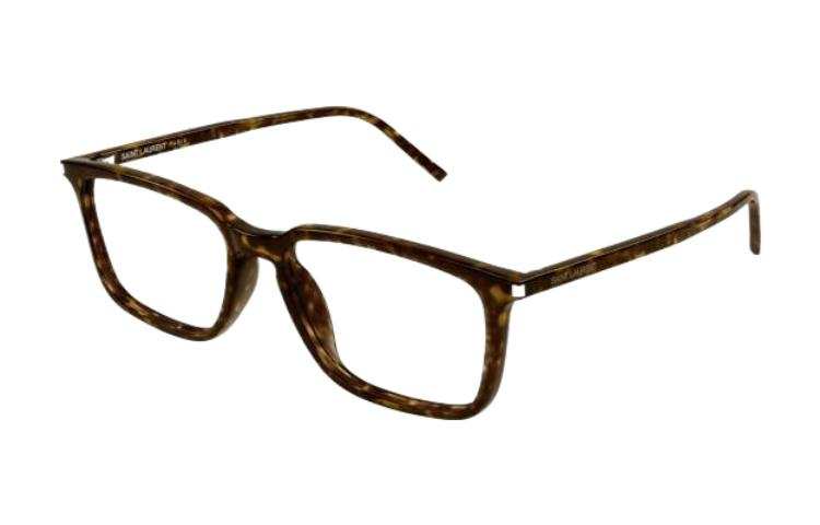 SAINT LAURENT SAINT LAURENT Acetate Irregular Shape Eyeglass Frames Men's Tortoiseshell