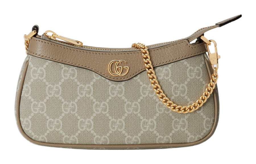 GUCCI Ophidia Canvas With Leather Finish Handbag, Shoulder Bag Mini Women's Beige