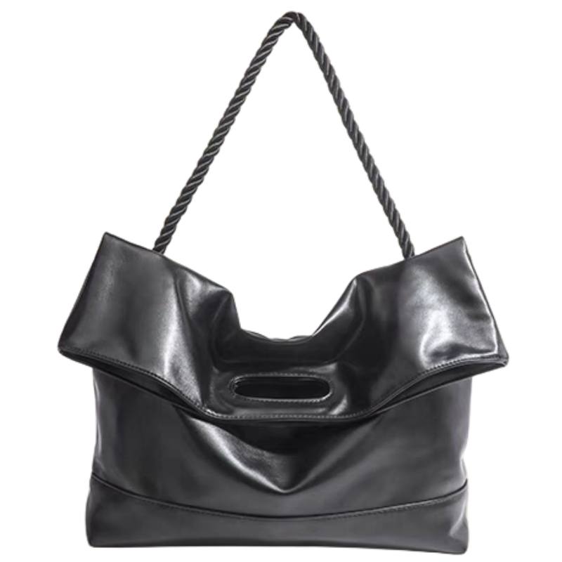 NOMK Pu Tote Bag, Shopping Bag, Crossbody Bag, Shoulder Bag Large Women's Black/Brown