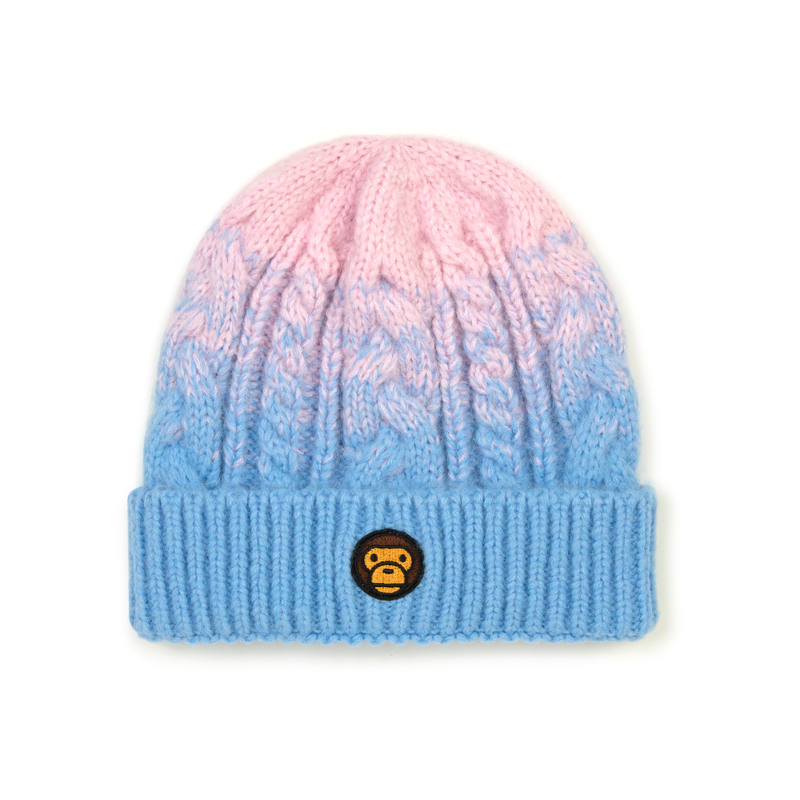 Aape Acrylic Knitted Fabric Beanie Unisex Blue Pink