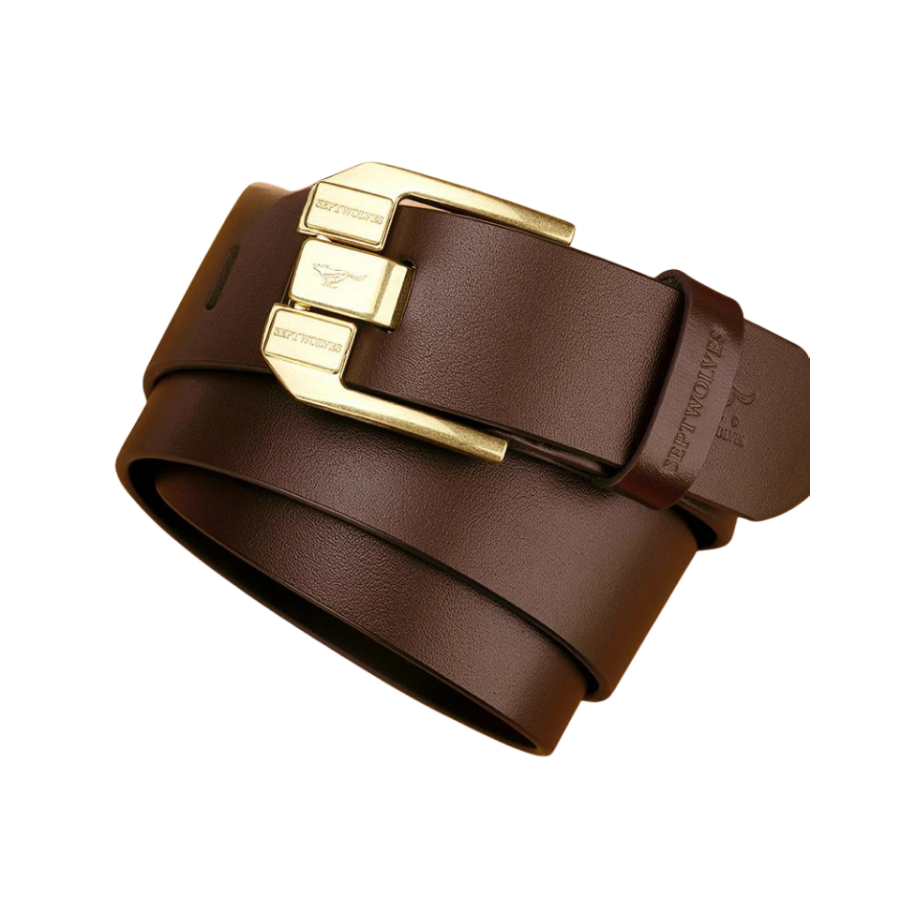 SEPTWOLVES Middle Aged Youth Casual Pin Buckle Cow Leather Belts Men's Width 3.8CM