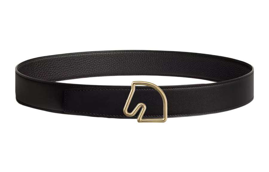 HERMES HERMES Tete De Cheval Leather Belts Men's Width 3.8cm