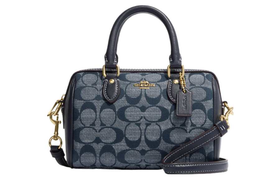 COACH Rowan Fabric Handbag, Shoulder Bag, Crossbody Bag Mini Women's Denim Blue