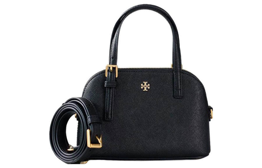 TORY BURCH Emerson Leather Dome Bag, One Shoulder Handbag Women's Black