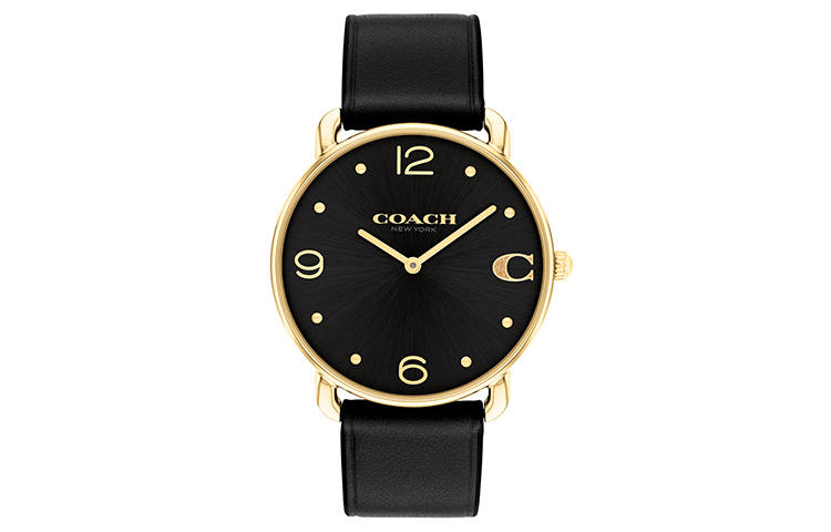 COACH ELLIOT Wrist Watches Quartz Movement Cow Leather Strap 36mm Black Dial Women's Watch