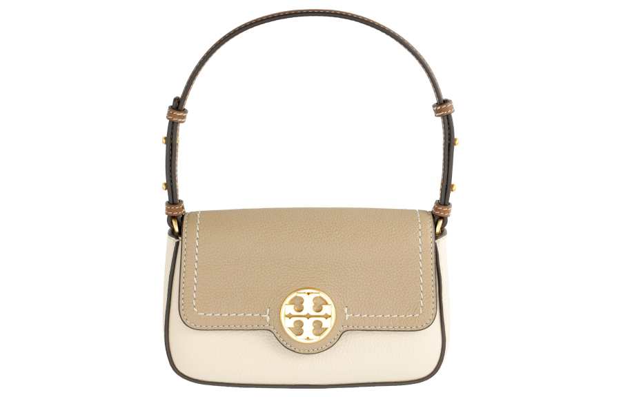 TORY BURCH Leather Shoulder Bag, Handbag, Shoulder Bag Women's Ecru & Brown
