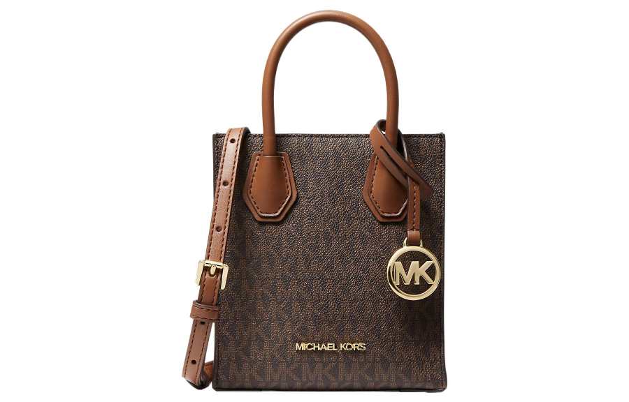 MICHAEL KORS Mercer Leather Handbag Extra Mini Women's Acorn Brown