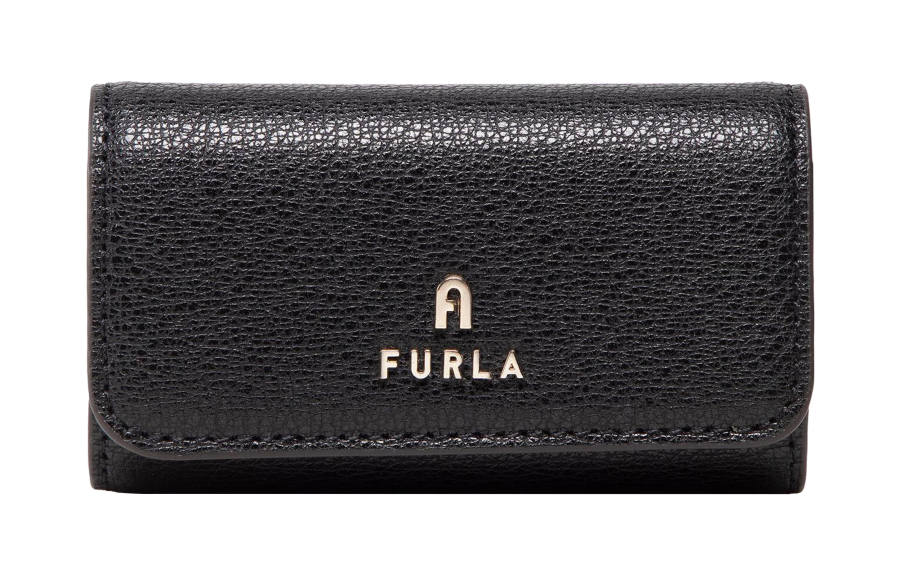 Furla Grain Leather Wallet Key Pouch Women's Black