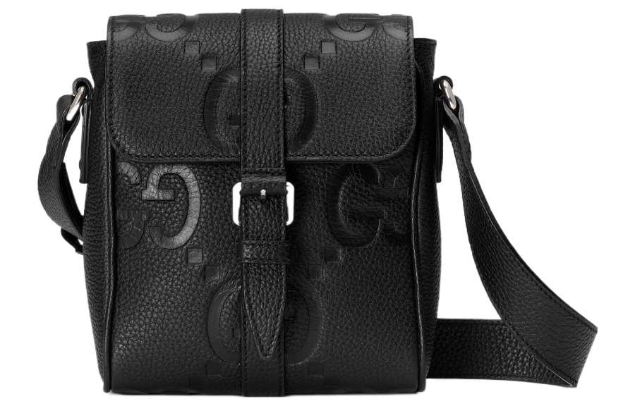 GUCCI Jumbo GG Leather Shoulder Bag Small Men's Black