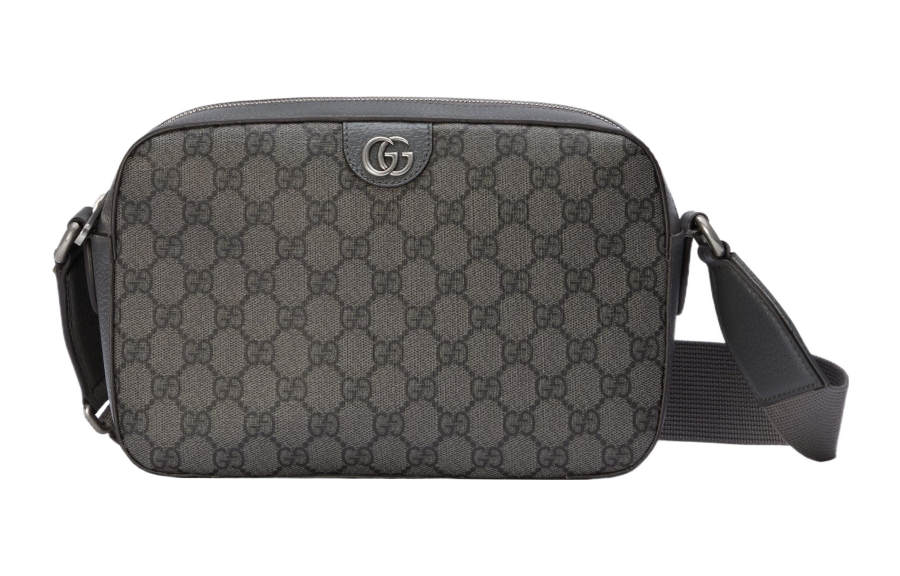 GUCCI Ophidia Canvas With Leather Binding Messenger Bag, Crossbody Bag, Shoulder Bag Men's Gray