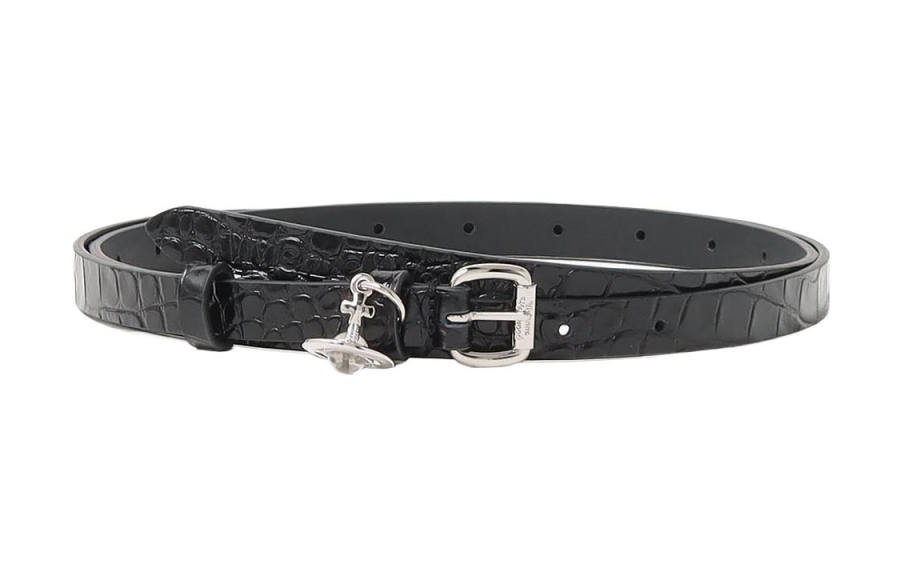 Vivienne Westwood Cow Leather Belts Women's Black Width 1.5CM