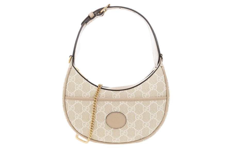GUCCI GG Supreme Canvas With Leather Binding Shoulder Bag Mini Women's Beige & White