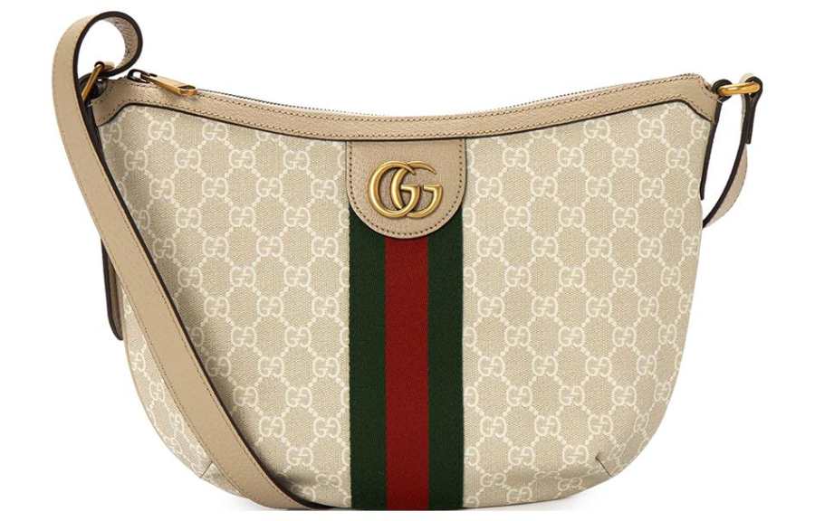 GUCCI Ophidia Cotton Linen Blend Leather Shoulder Bag, Crossbody Bag Small Women's White & Beige