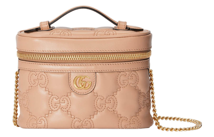GUCCI GG Matelassé Leather Handle Bag, Makeup Box, Shoulder Bag, Crossbody Bag, Handbag Mini Women's Rose Beige