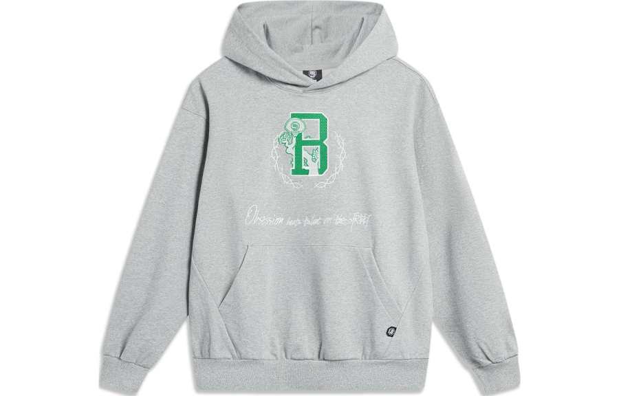 Li-Ning Li Ning Sweatshirts Unisex Heather Gray Hooded Moderate Regular