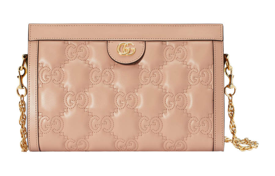 GUCCI GG Matelassé Leather Shoulder Bag, Portable Crossbody Bag Small Women's Rose Beige