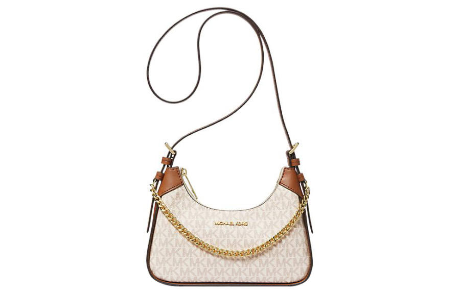 MICHAEL KORS Wilma Coated Canvas Crossbody Bags Small Women's Vanilla & Brown