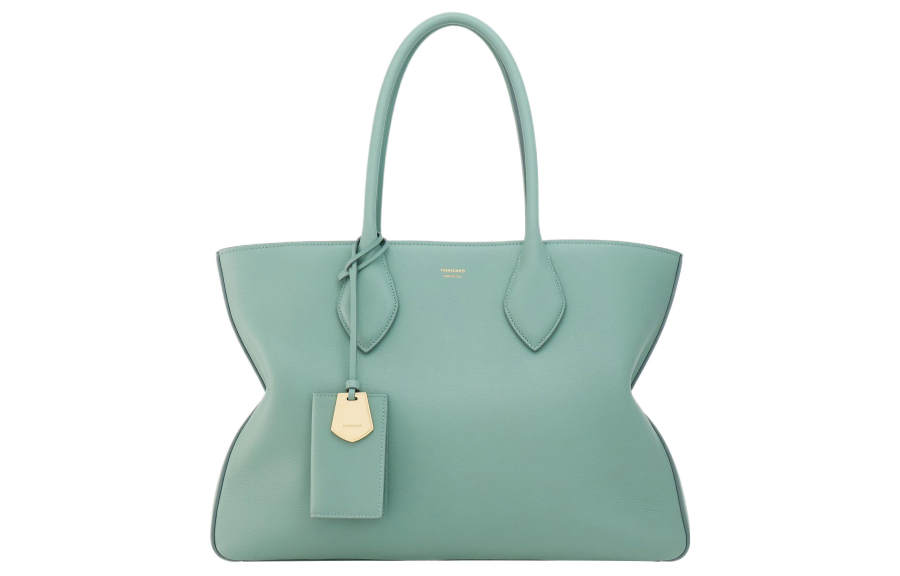 FERRAGAMO Grain Calfskin Shoulder Bag, Crossbody Bag, Handbag Large Women's Light Green