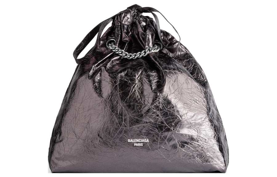 Balenciaga Crush Cow Leather One Shoulder Handbag Medium Women's Dark Gray