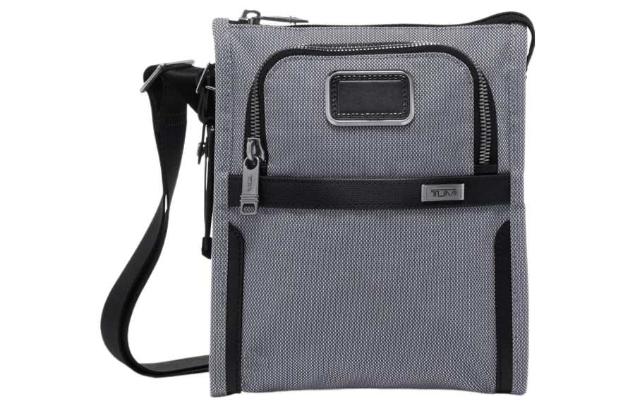 TUMI Fabric Shoulder Bag, Crossbody Bag Small Men's Meteor Gray