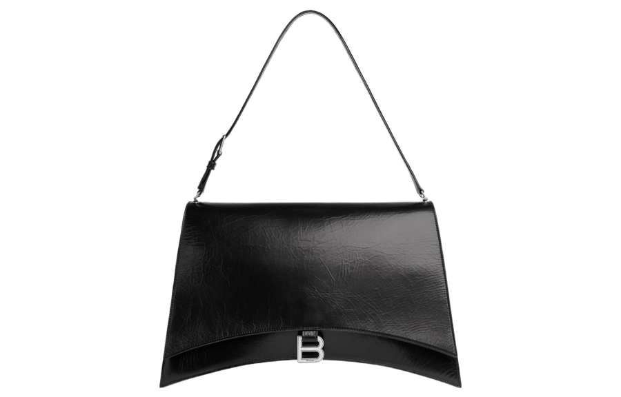 Balenciaga Crush Cow Leather Handbag, Shoulder Bag Women's Black