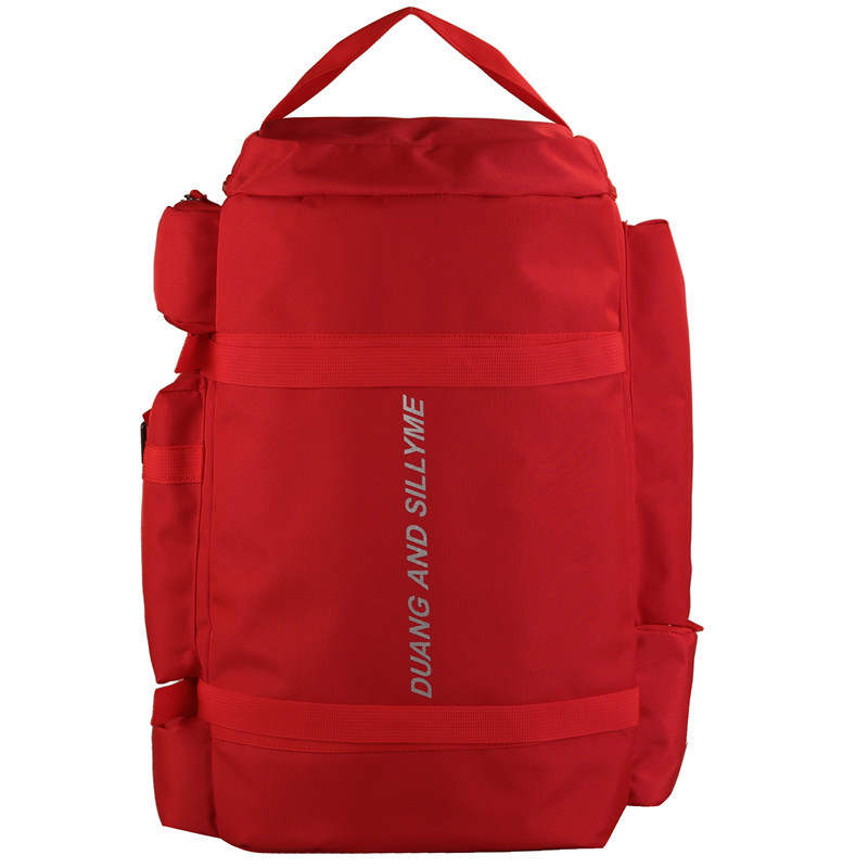 DELIXIONG Oxford Backpack Large Unisex Light Gray/Dark Gray/Black/Red