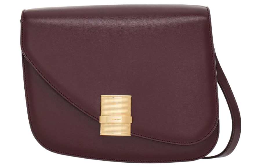 FERRAGAMO Zebra Print Calfskin Shoulder Bag, Crossbody Bag Medium Women's Dark Color Barolo