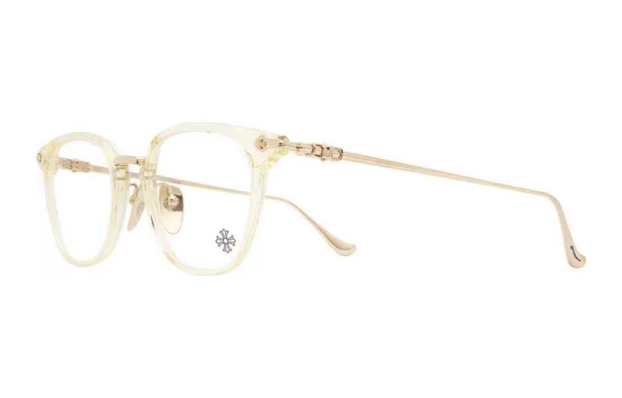 Chrome Hearts Plate And Metal Irregular Shape Eyeglass Frames Unisex Gold