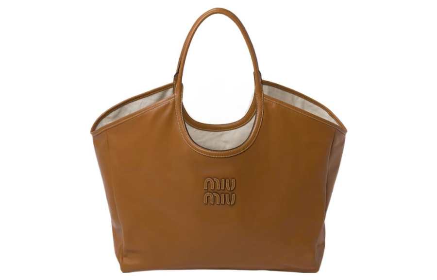 MIU MIU Leather Tote Bag, Shopping Bag, Handbag Women's Caramel