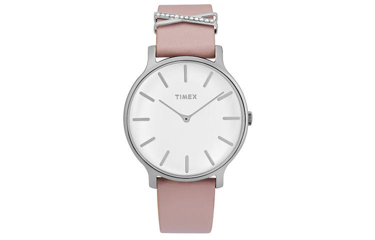 TIMEX TREND Wrist Watches Quartz Movement Leather Strap 38mm White Dial Women's Watch 30m Water Resistant
