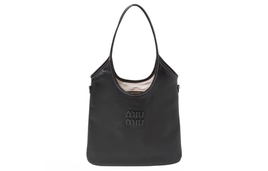 MIU MIU Leather Tote Bag, Shopping Bag, Handbag Women's Black