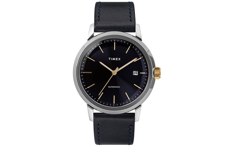 TIMEX MARLIN Wrist Watch Automatic Mechanical Movement Leather Strap 40mm Black Dial Men's Watches 30m Water Resistant