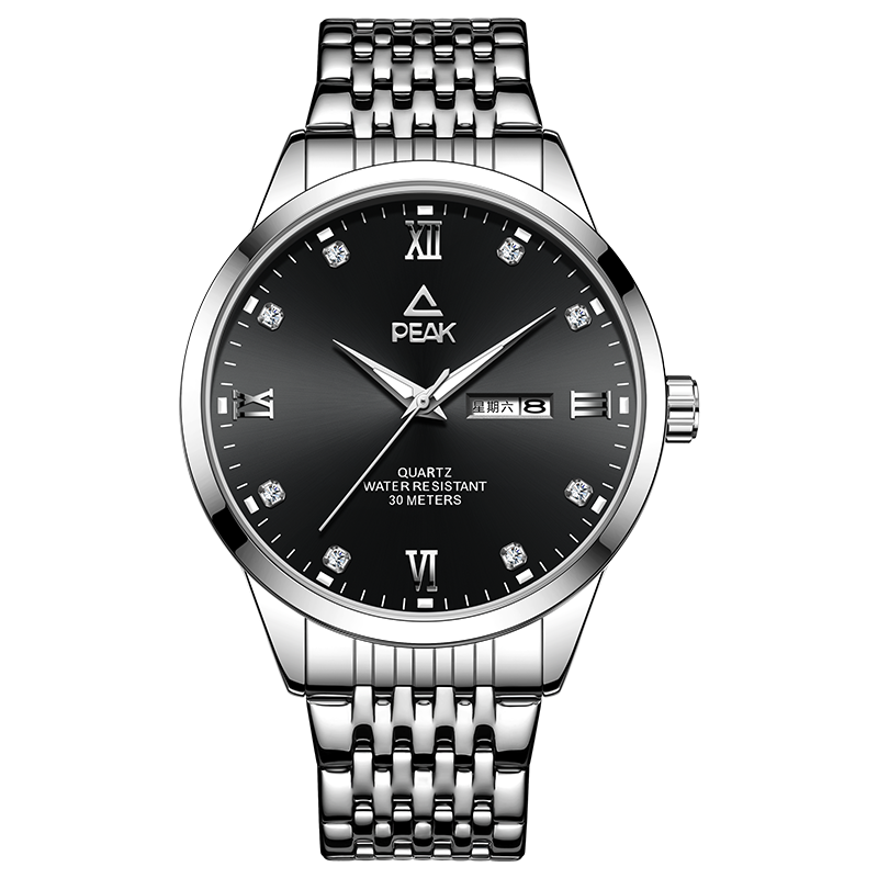 PEAK Excellence Collection Quartz Movement Stainless Steel Watchband Watch Men's Watches Black Dial