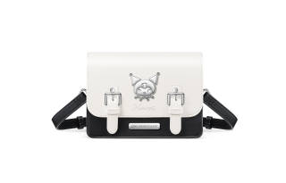 Zgo Sanrio, Kuromi Collection Pu Shoulder Bag, Cambridge Crossbody Messenger Bag Women's Black White/Purple White