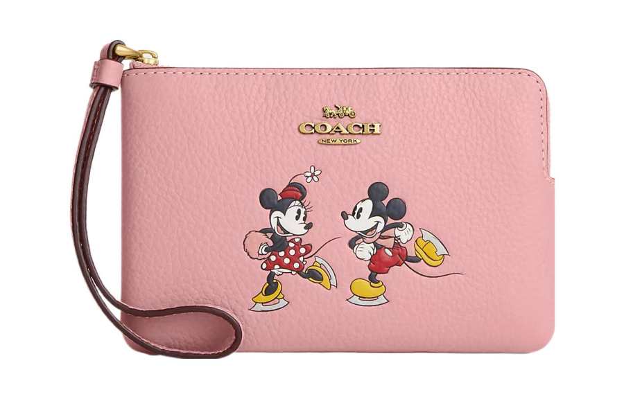 COACH COACH Pebbled Leather Wallet Regular Women's Brass & Light Blush Multicolor
