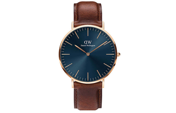 DW/DanielWellington Daniel Wellington CLASSIC Wrist Watches Quartz Movement Genuine Leather Strap Blue Dial Men's Watches