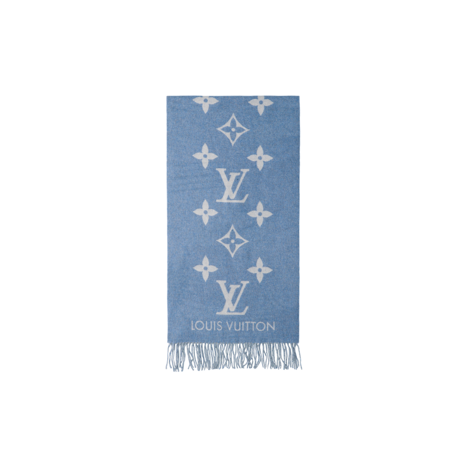 LOUIS VUITTON Cashmere Knit Scarves Unisex Blue