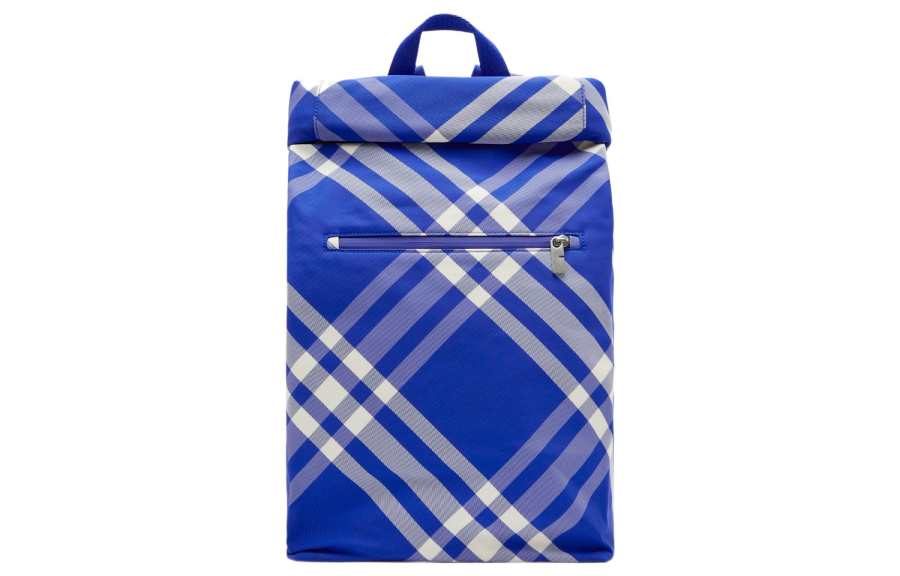 Burberry Burberry Roll Jacquard Checked Backpack Blue/White