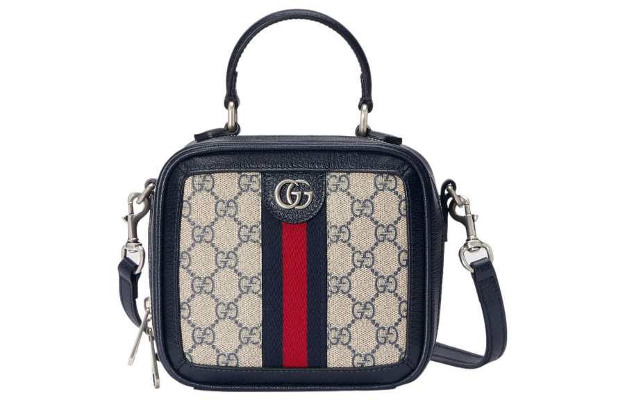 GUCCI Ophidia Canvas With Leather Shoulder Bag, Crossbody Bag, Handbag Mini Women's Beige & Blue