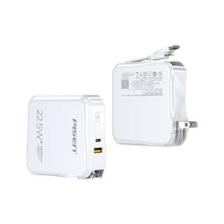 PISEN Power Banks 10000mAh 22.5W With Built in Cable, Foldable Plug, 2 in 1 AC02